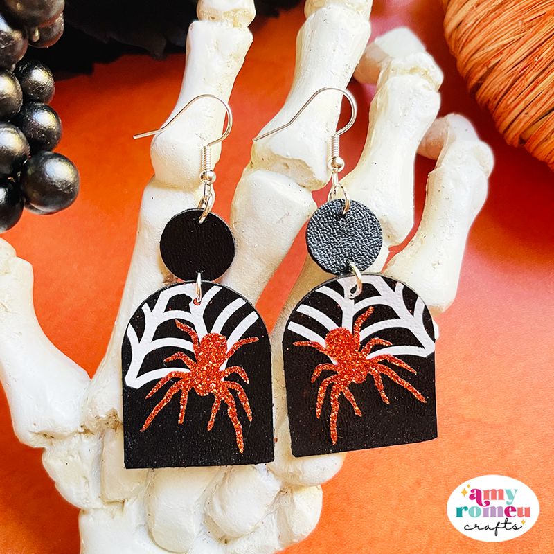 Arched Spiderweb Faux Leather Earrings SVG