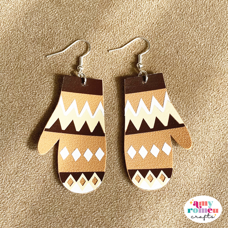 Bernie Mitten Faux Leather Earrings SVG