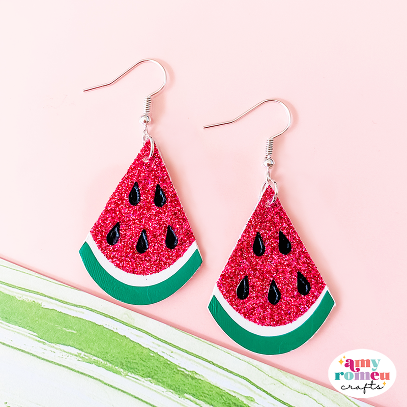 Watermelon Slice Faux Leather Earrings SVG