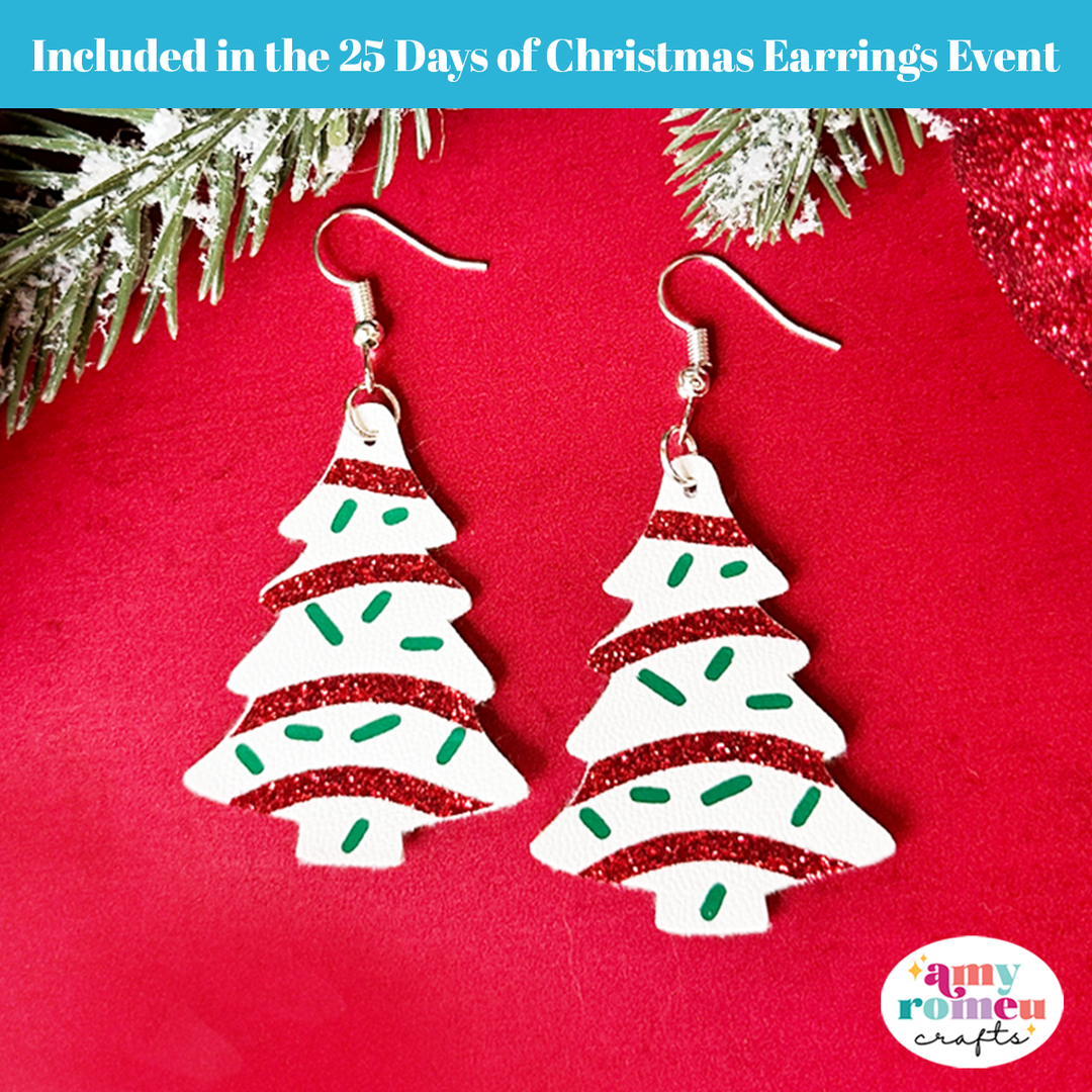 Christmas Tree Cake Earrings SVG