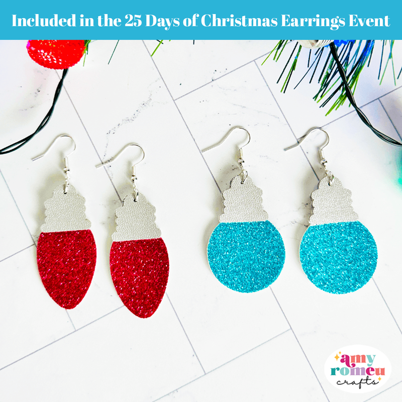 Christmas Tree Light Bulb Faux Leather Earrings SVG