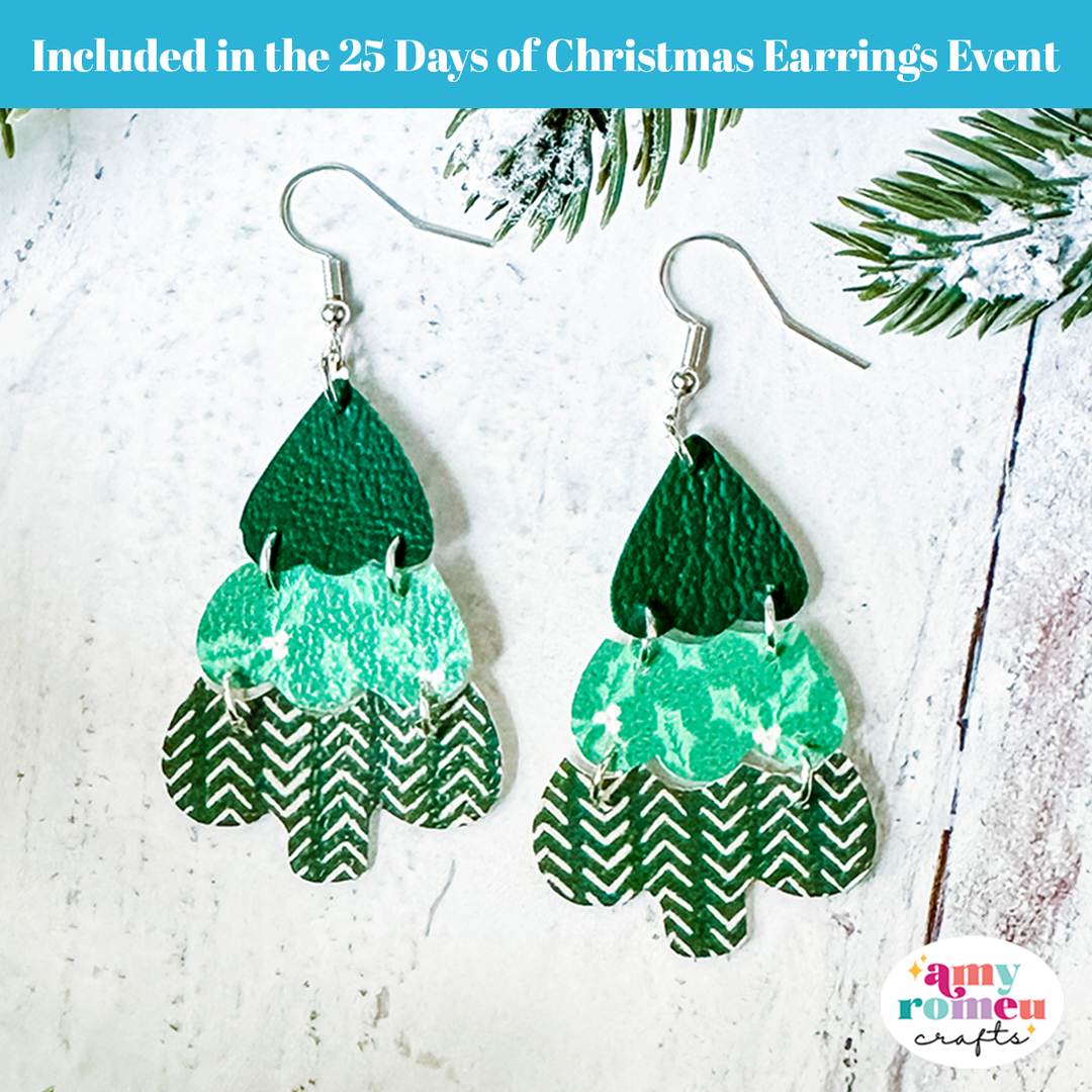 Connected Christmas Tree Faux Leather Earrings SVG