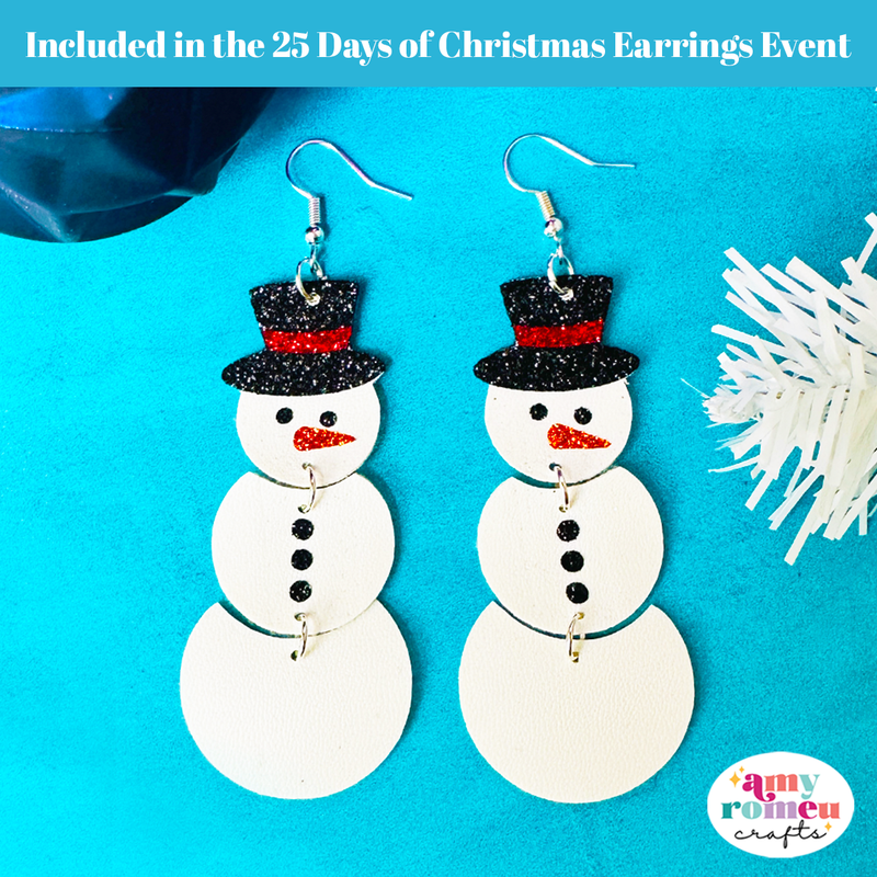 Stacked Snowman Faux Leather Earrings SVG