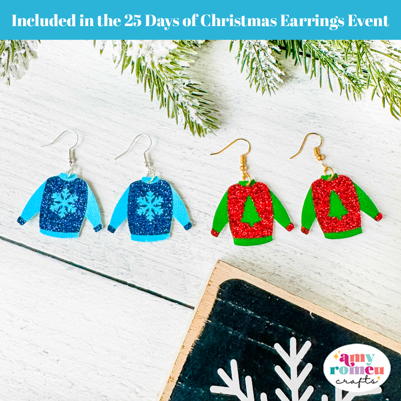 Christmas Sweater Faux Leather Earrings SVG