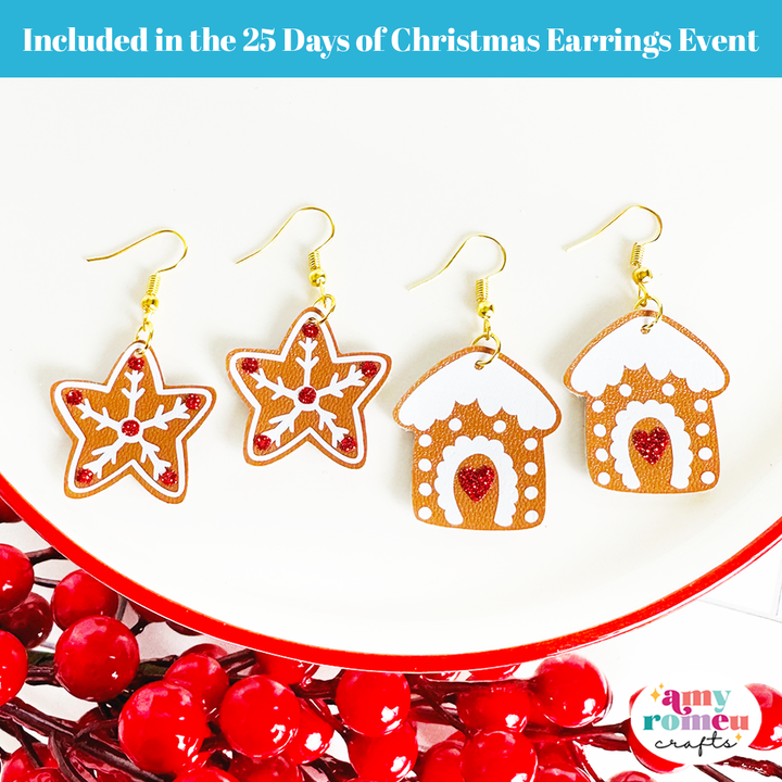 Gingerbread Cookie Faux Leather Earrings SVG