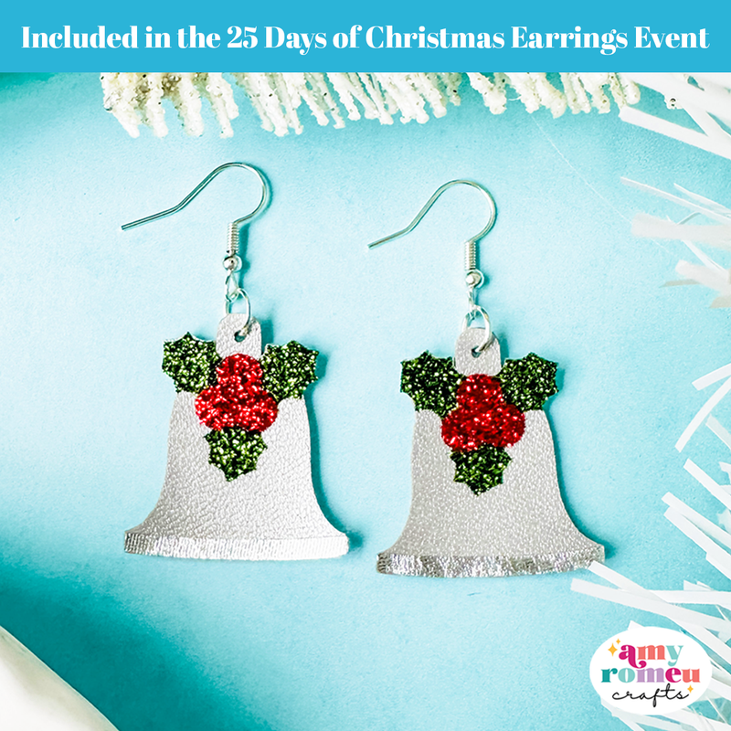 Christmas Bell Faux Leather Earrings SVG