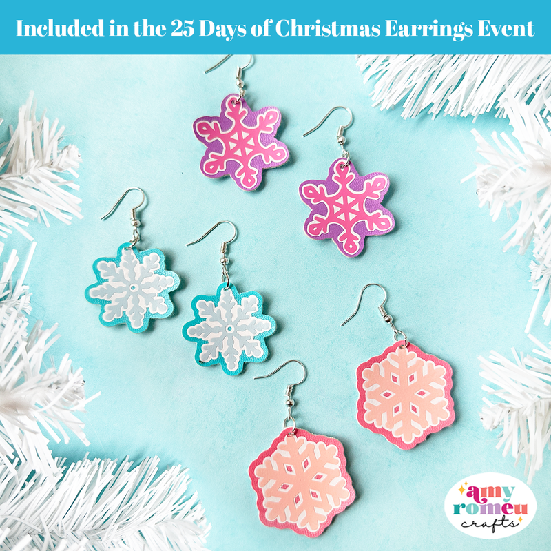 Snowflake Faux Leather Earrings SVG Set of 3