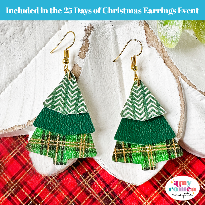 Layered Christmas Tree Faux Leather Earrings SVG