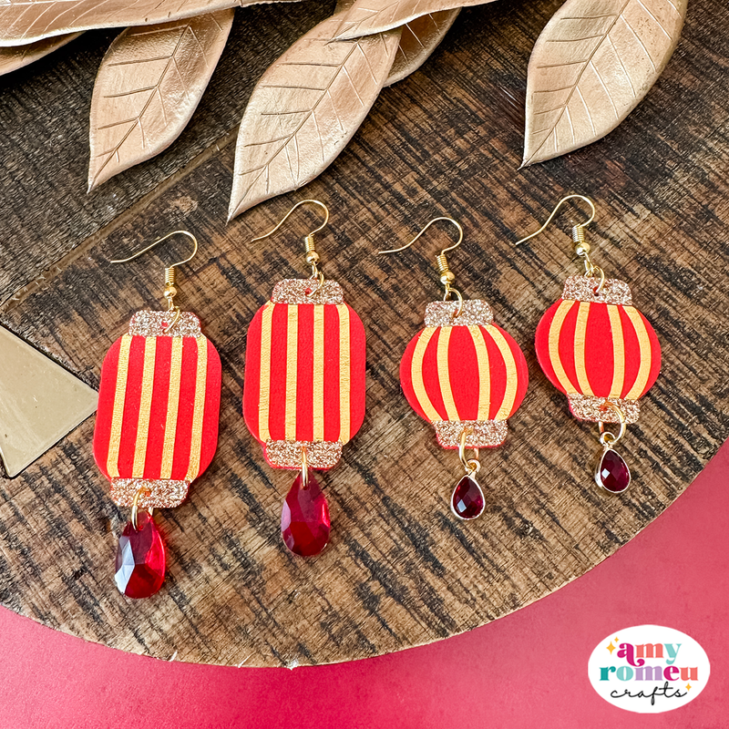 Chinese Lantern Faux Leather Earrings Set of 2 SVGs