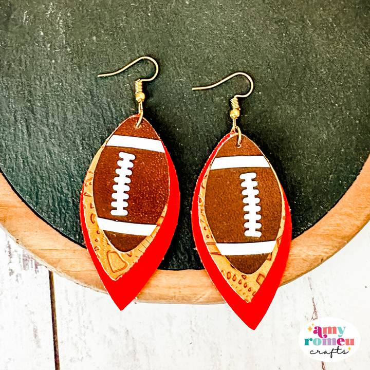 Football Faux Leather Earrings SVG