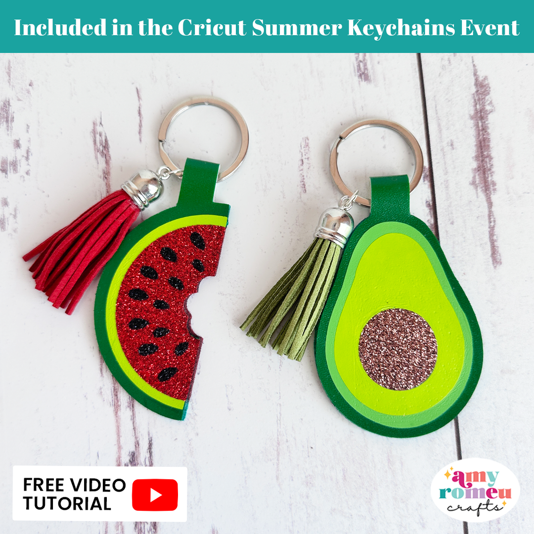 Watermelon and Avocado Faux Leather Keychain SVGs