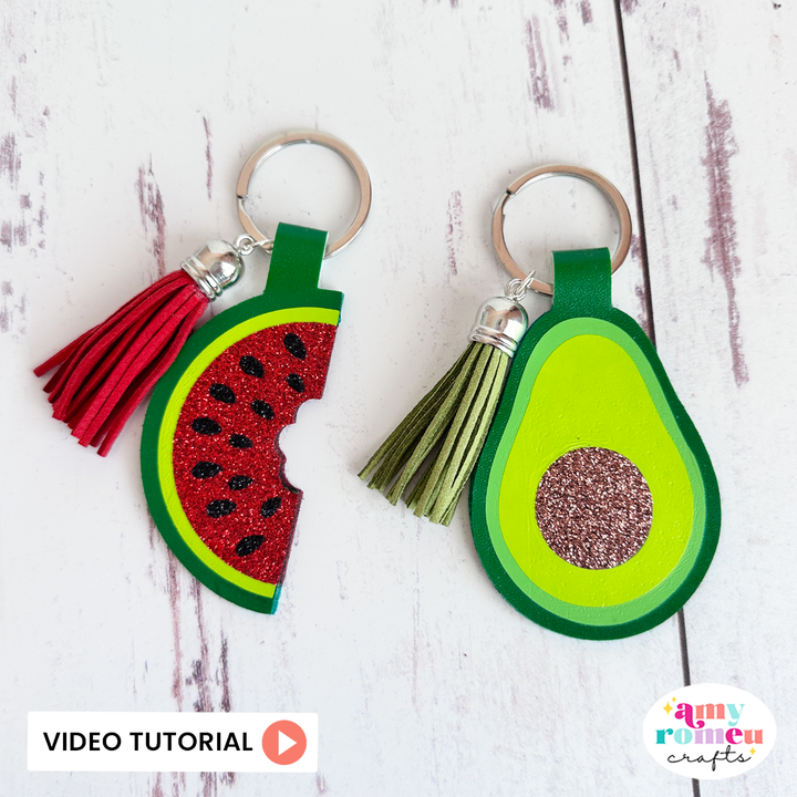 Watermelon and Avocado Faux Leather Keychain SVGs