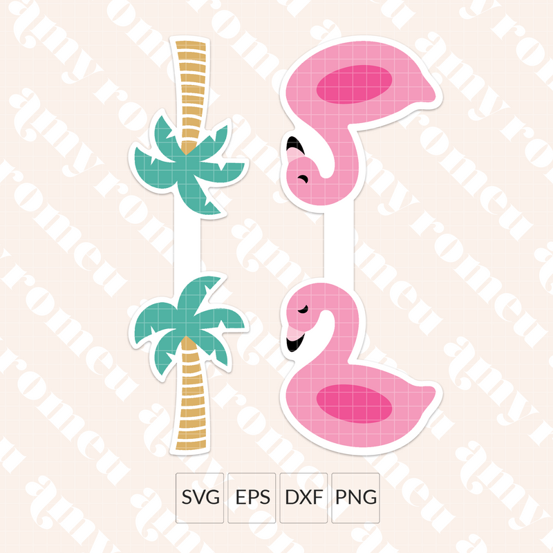 Palm Tree & Flamingo Floatie Keychains SVGs