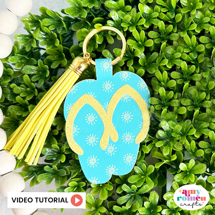 Flip Flops Faux Leather Keychain SVG