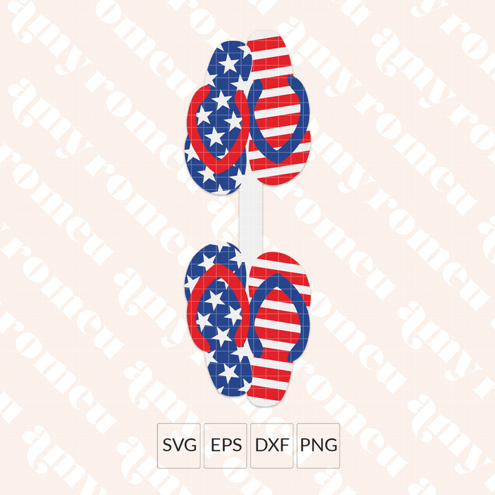 Patriotic Flip Flops Faux Leather Keychain SVG