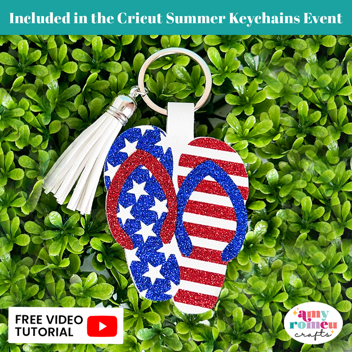 Patriotic Flip Flops Faux Leather Keychain SVG