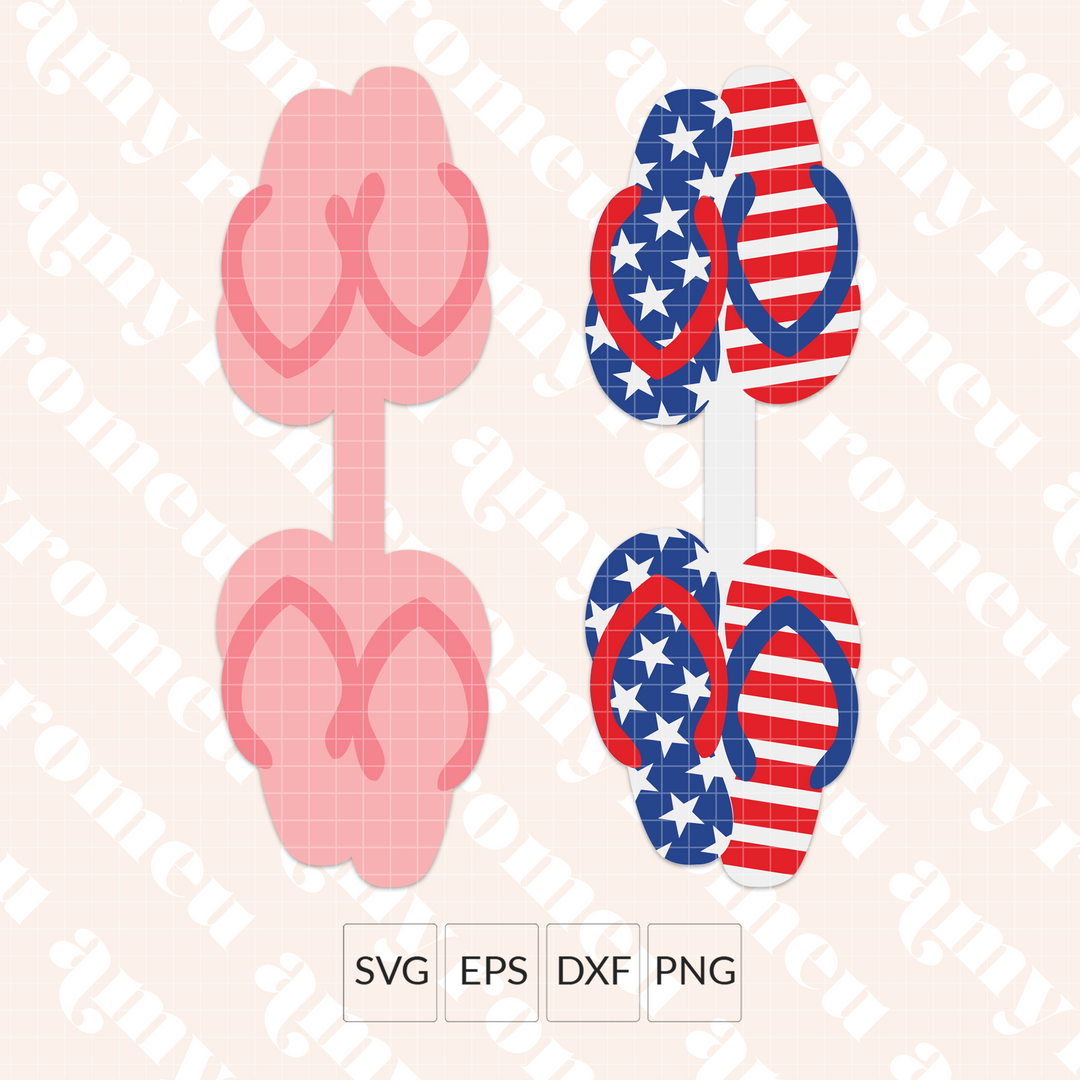 Flip Flops Faux Leather Keychains SVG Set of 2