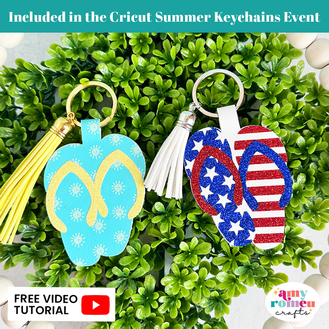 Flip Flops Faux Leather Keychains SVG Set of 2