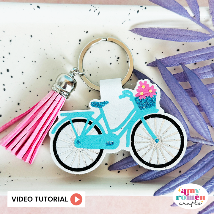 Summer Bicycle Faux Leather Keychain SVG