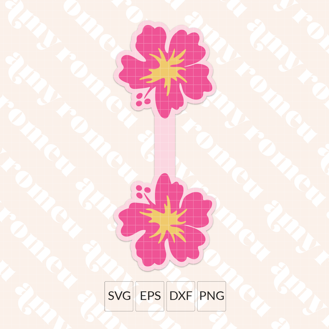 Hibiscus Faux Leather Keychain SVG