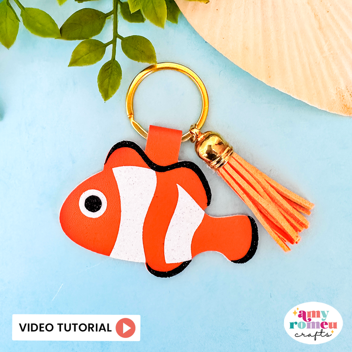 Clownfish Faux Leather Keychain SVG