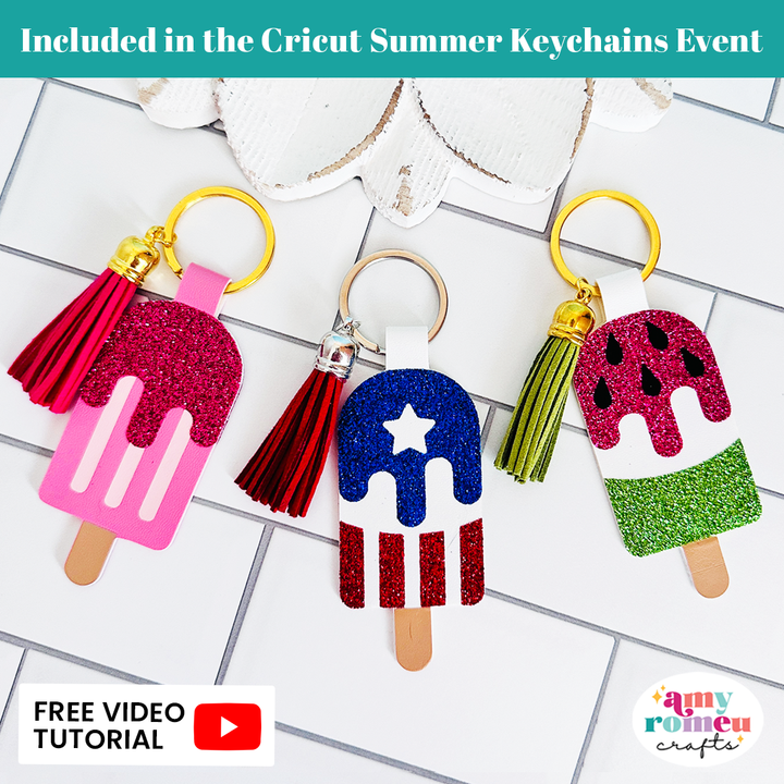 Summer Popsicle Faux Leather Keychains SVG Set of 3