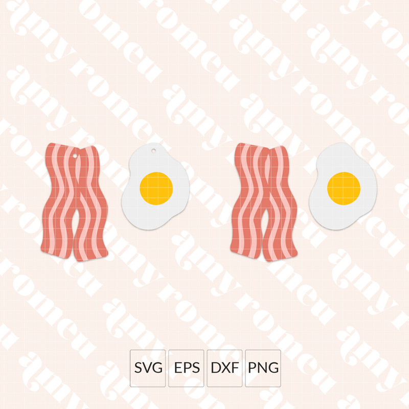 Bacon & Eggs Faux Leather Earrings SVG