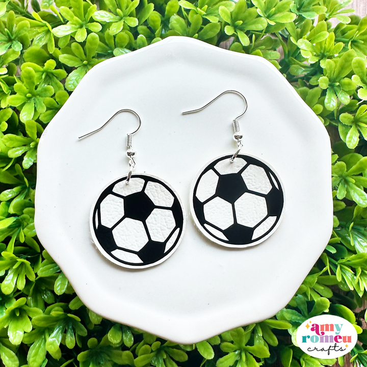 Soccer Ball Faux Leather Earrings SVG