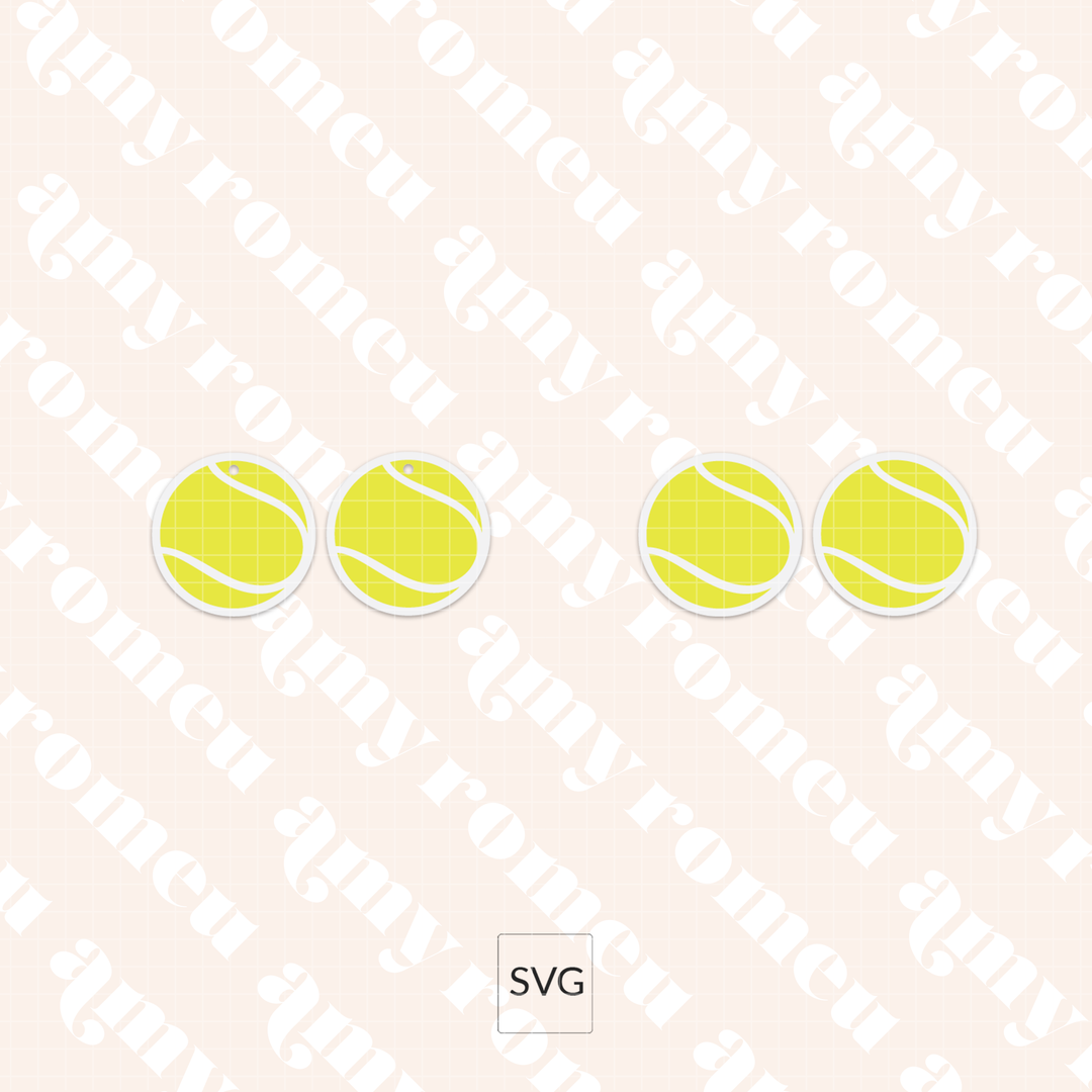 Faux Leather Tennis Ball Earrings & Keychain SVG Bundle