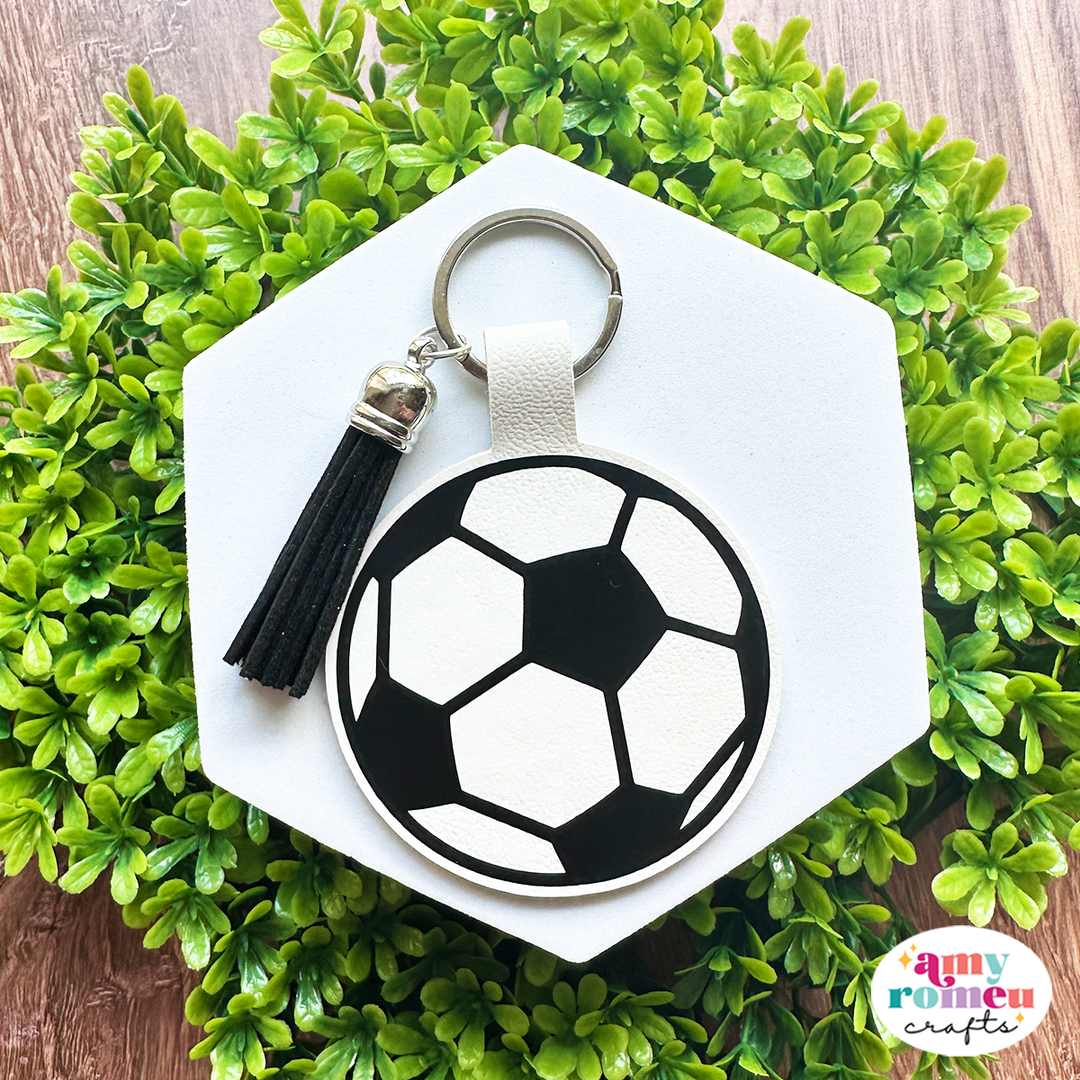 Soccer Ball Faux Leather Keychain SVG