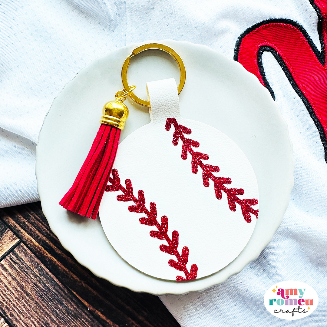 Baseball Faux Leather Keychain SVG