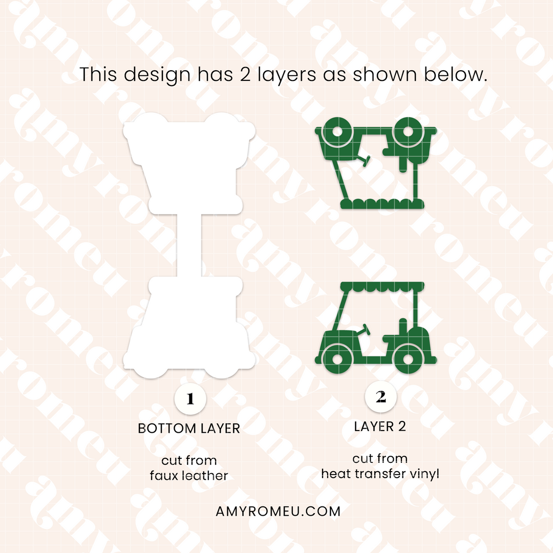 Faux Leather Golf Cart Earrings & Keychain SVG Bundle