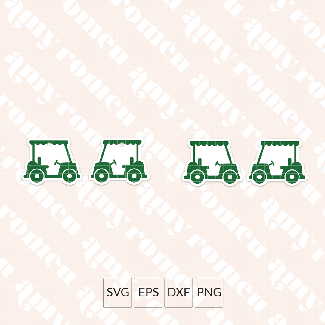 Golf Cart Faux Leather Earrings SVG