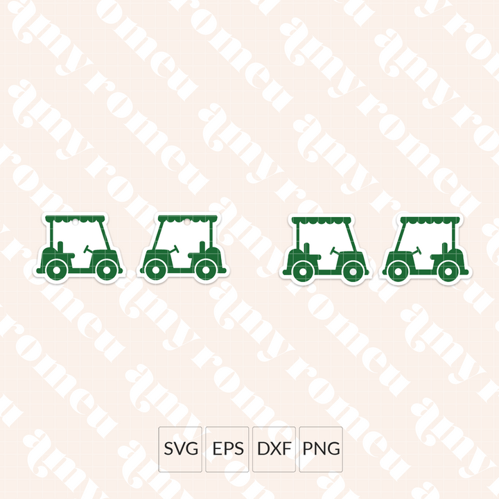 Golf Cart Faux Leather Earrings SVG