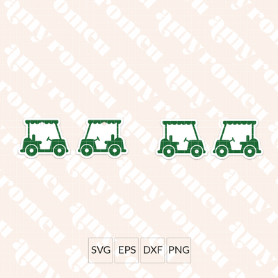 Golf Cart Faux Leather Earrings SVG