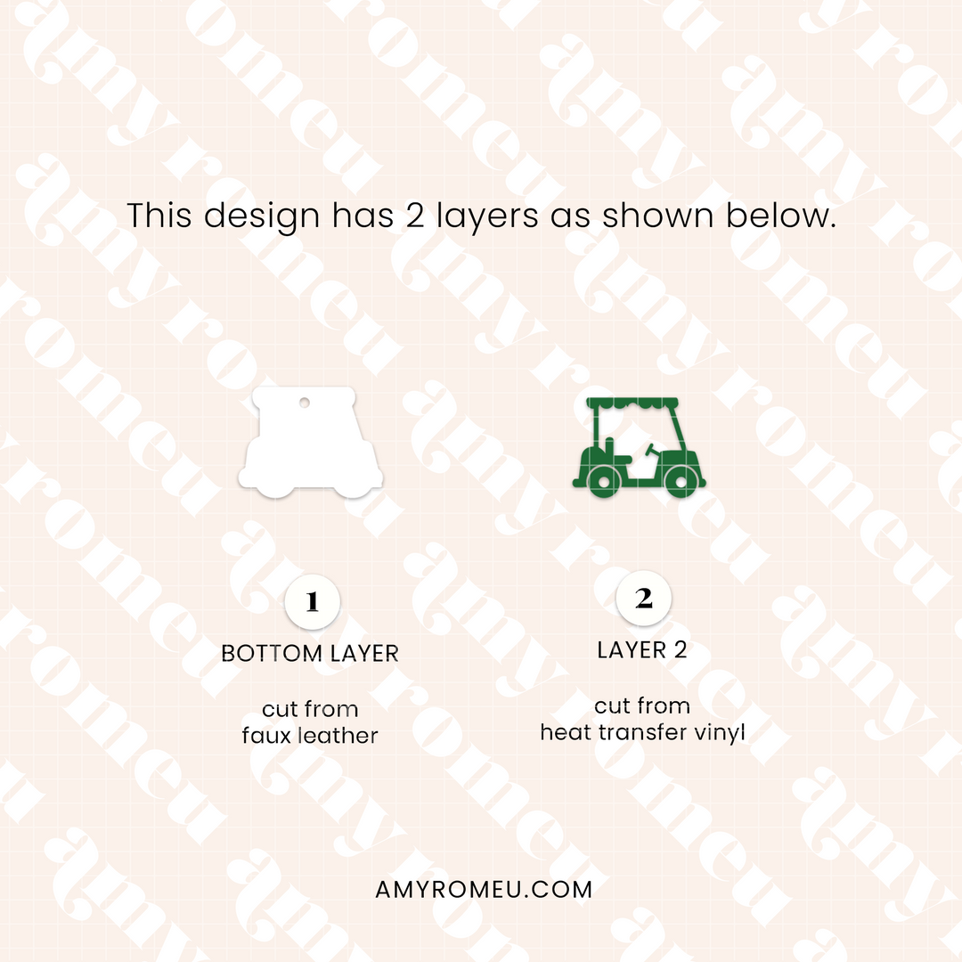 Faux Leather Golf Cart Earrings & Keychain SVG Bundle