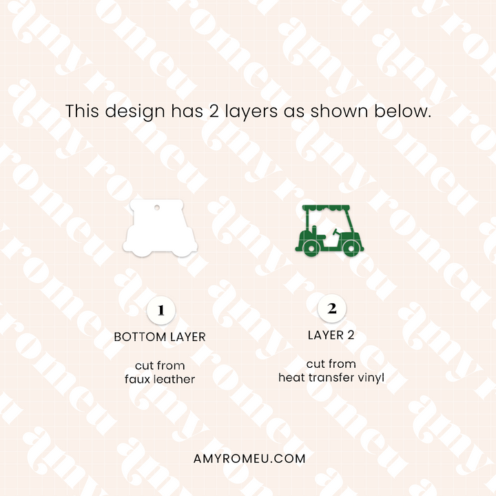 Faux Leather Golf Cart Earrings & Keychain SVG Bundle