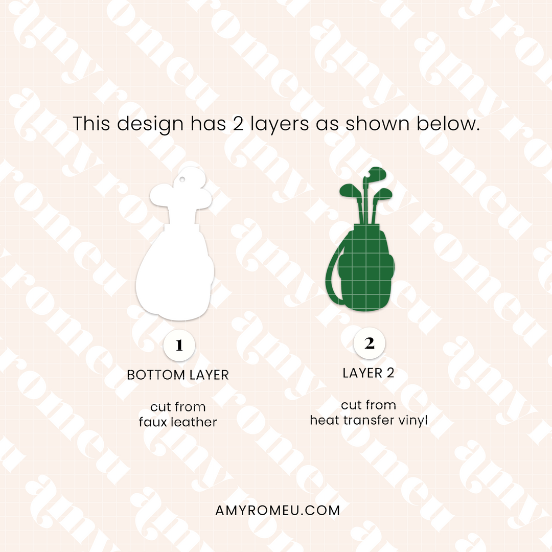 Faux Leather Golf Bag Earrings & Keychain SVG Bundle