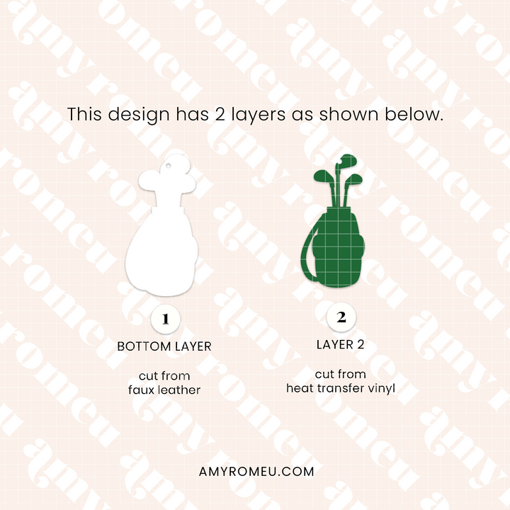 Faux Leather Golf Bag Earrings & Keychain SVG Bundle