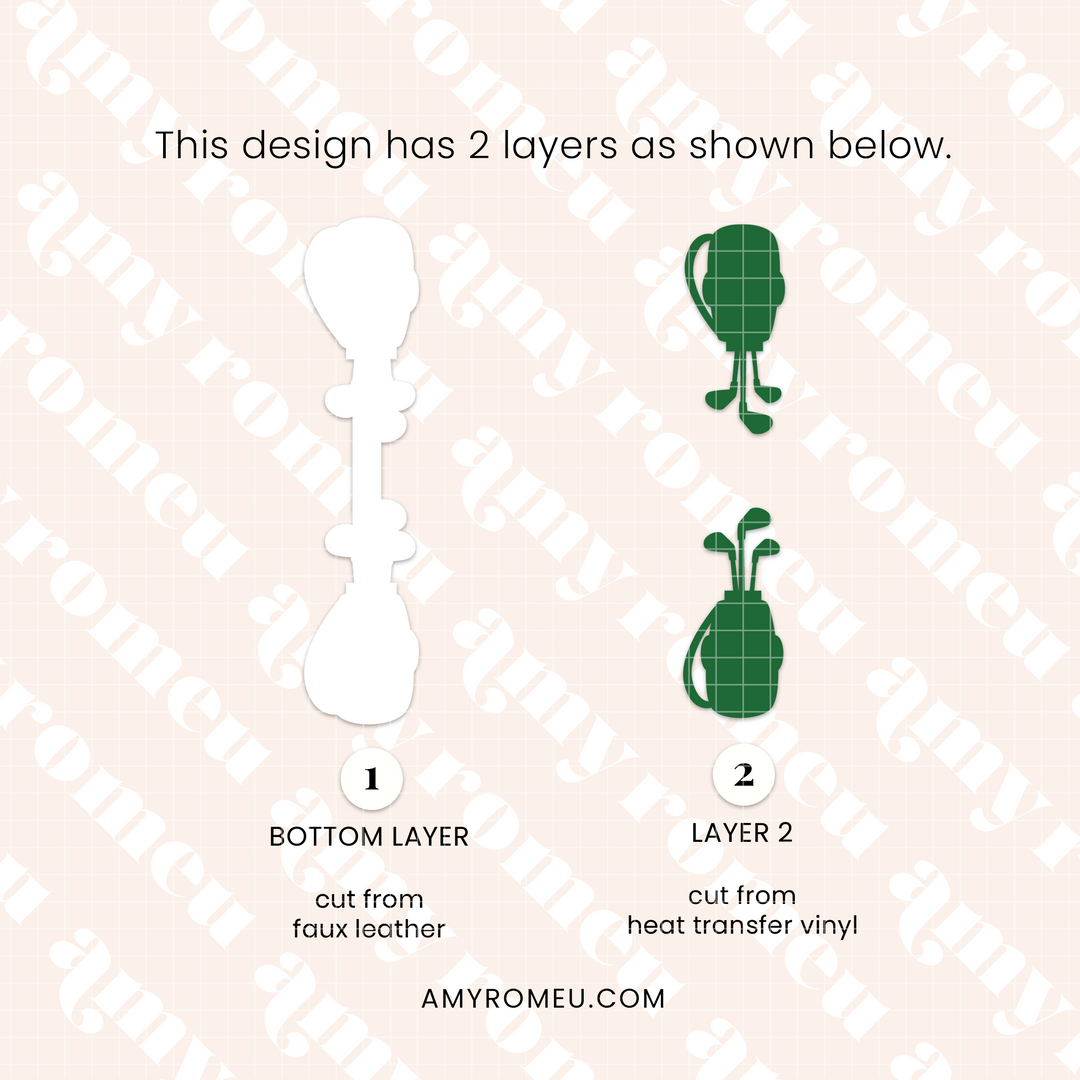 Golf Bag Faux Leather Key Chain SVG