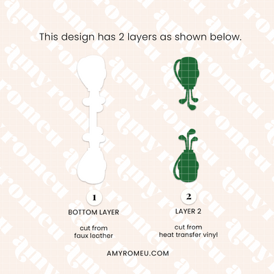 Golf Bag Faux Leather Key Chain SVG