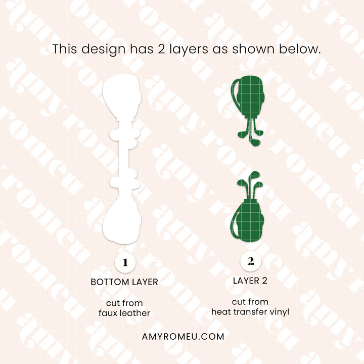 Faux Leather Golf Bag Earrings & Keychain SVG Bundle
