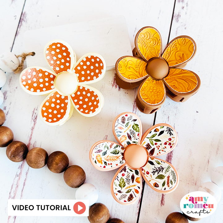 Faux Leather Flower Claw Hair Clip SVG & Video Tutorial