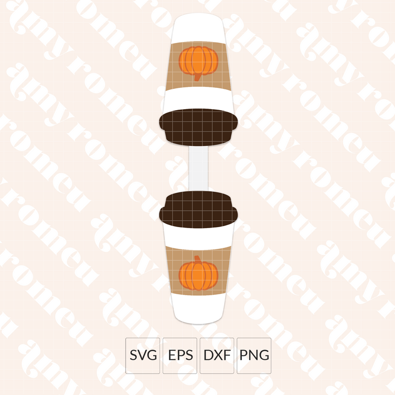 Pumpkin Spice Coffee Faux Leather Keychain SVG