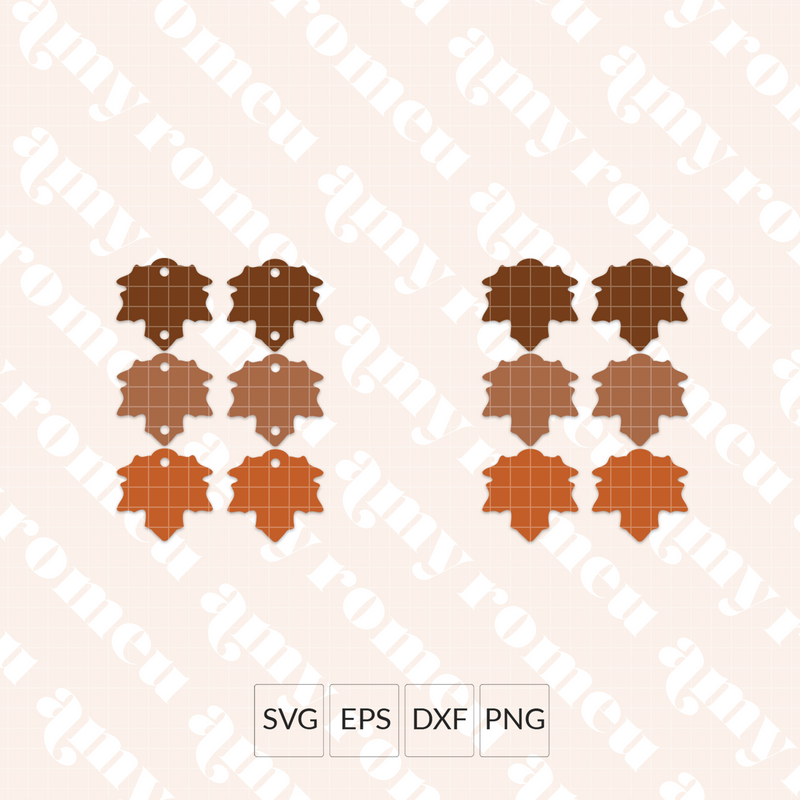 Stacked Fall Leaves Earring SVG