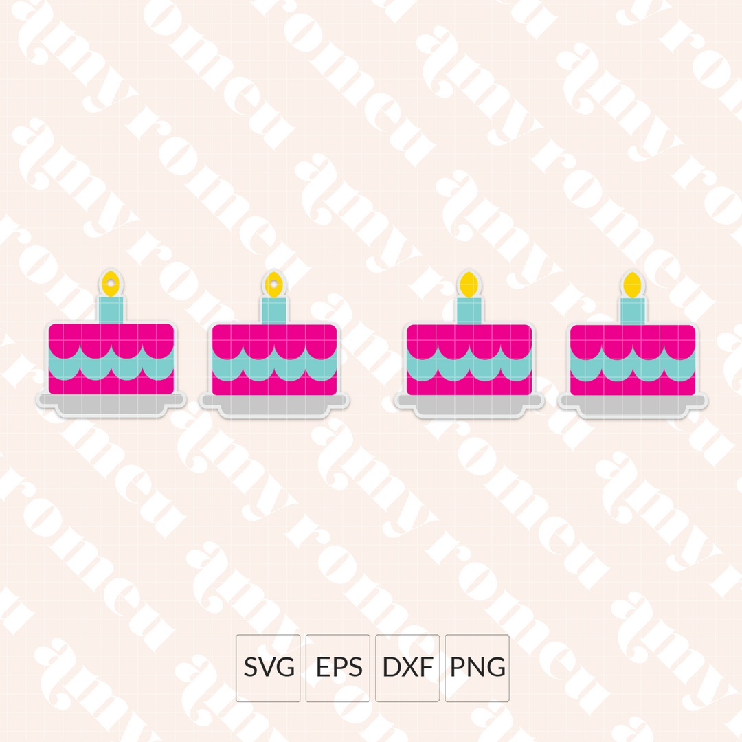 Birthday Cake Faux Leather Earrings SVG