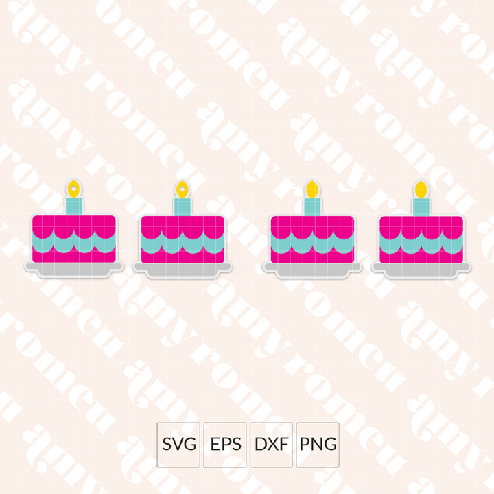 Birthday Cake Faux Leather Earrings SVG