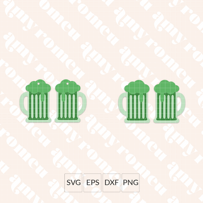 Green Beer Faux Leather Earrings SVG