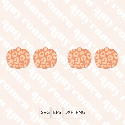 Leopard Print Pumpkin Faux Leather Earring SVG