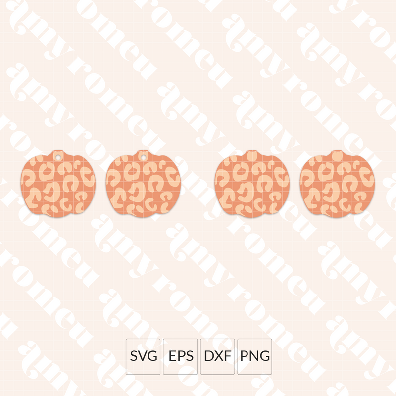 Leopard Print Pumpkin Faux Leather Earring SVG